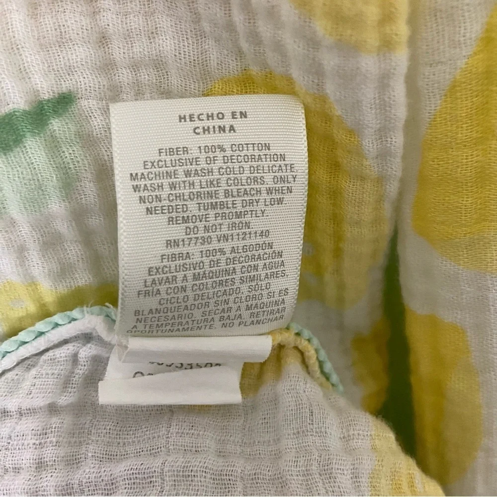 Cloud Island 100% Cotton Muslin Swaddle Baby Blanket Lemon Pom Pom Trim Set of 2